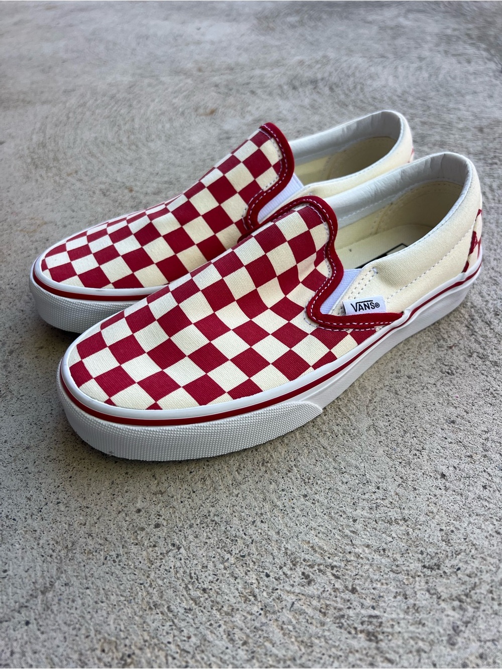 NEW Vans Classic Slip-On Checkerboard Red White Women 5.5 Men 4